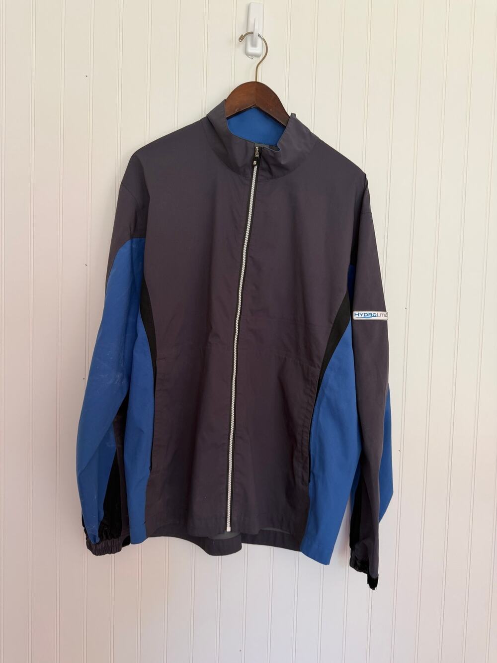 FootJoy DryJoys HydroLite Rain Jacket Men’s XL Gray Blue Full Zip Golf Jacket